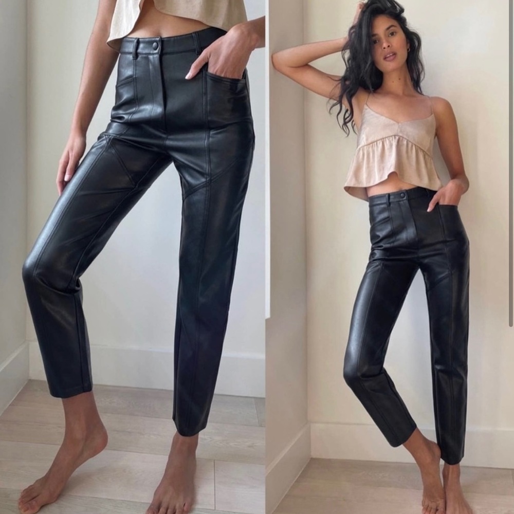 Aritzia Wilfred Rebel Black Leather Pants